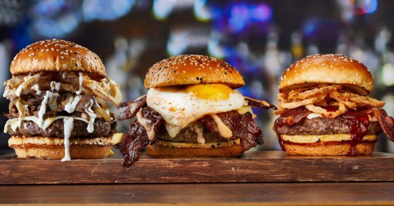 PRIME BURGER, 'CUE BACON CHEESEBURGER and BRUNCH BURGER