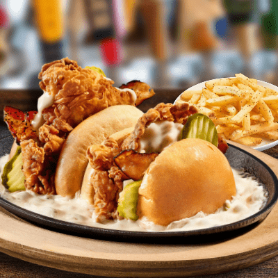 skillet queso chicken bacon ranch sandwich