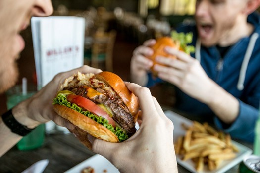 burger and fries combo at millers ale house