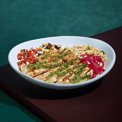 mimis fiesta bowl w/ chicken and shrimp